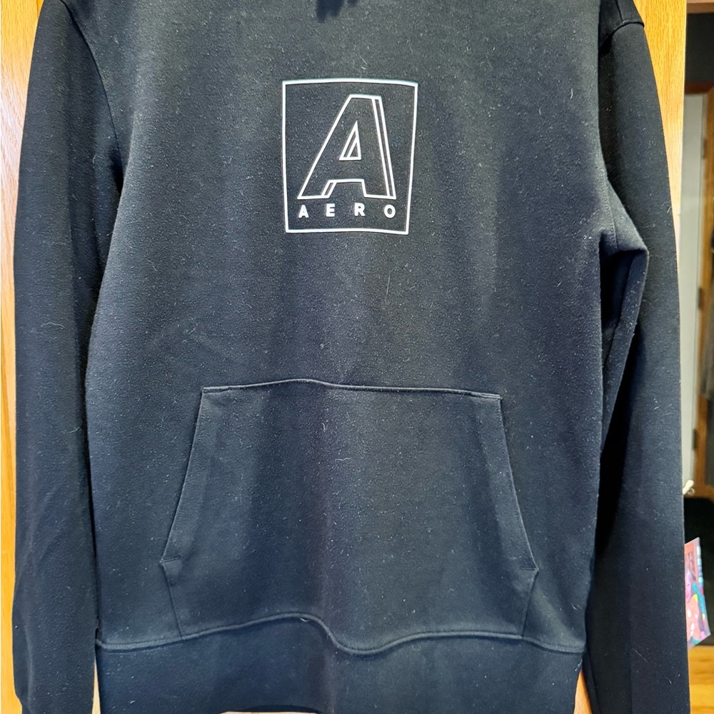 Aeropostale Black Pullover Hoodie with White Logo